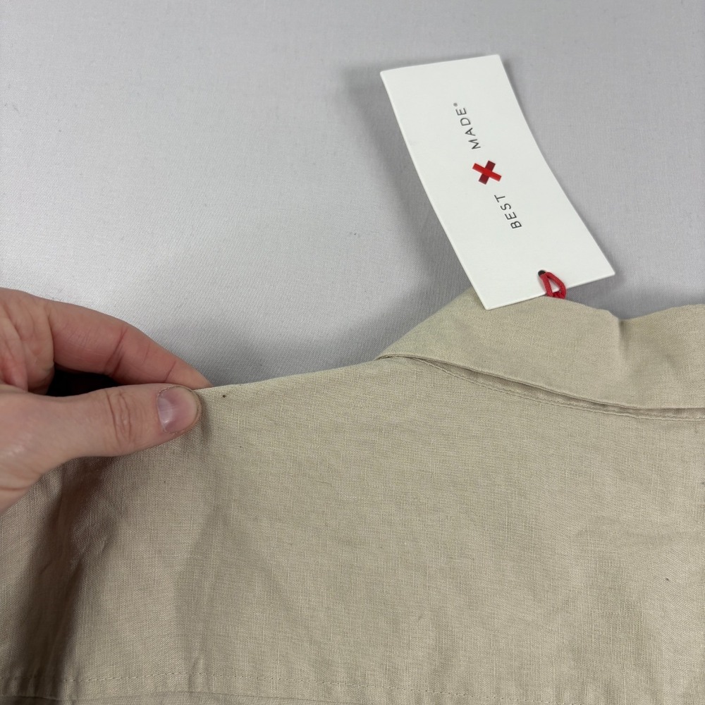 Best Made Co Linen Shirt Mesn Medium Beige Button Up Camp Casual NEW - Picture 9 of 10